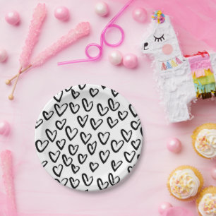 Paint Stroke Herzmuster Pappteller