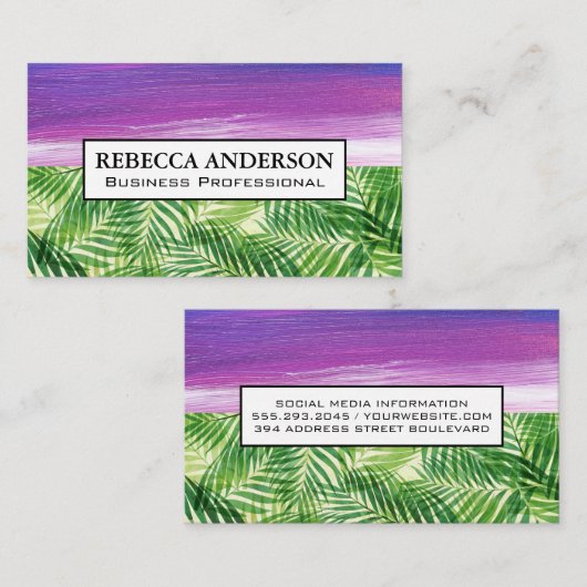 Paint Stroke | Palm-Blätter Visitenkarte (Vorne/Hinten)