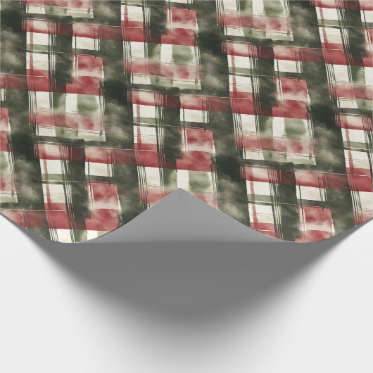 Paint Stroke Red und Green Kariert Geschenkpapier (Ecke)