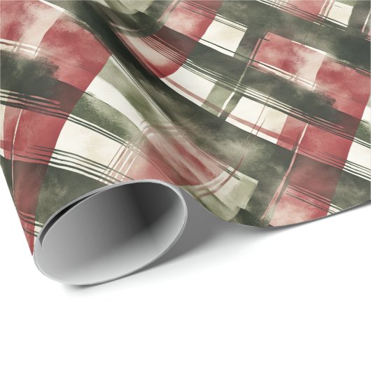 Paint Stroke Red und Green Kariert Geschenkpapier (Rolleneckpunkt)