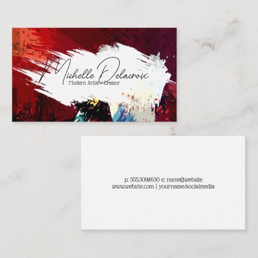 Paint Stroke und Textur | Kreative Kunst Visitenkarte (Vorne/Hinten)