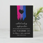Paint Strokes Bisexual Flag & Black Heart Wedding Einladung (Stehend Vorderseite)