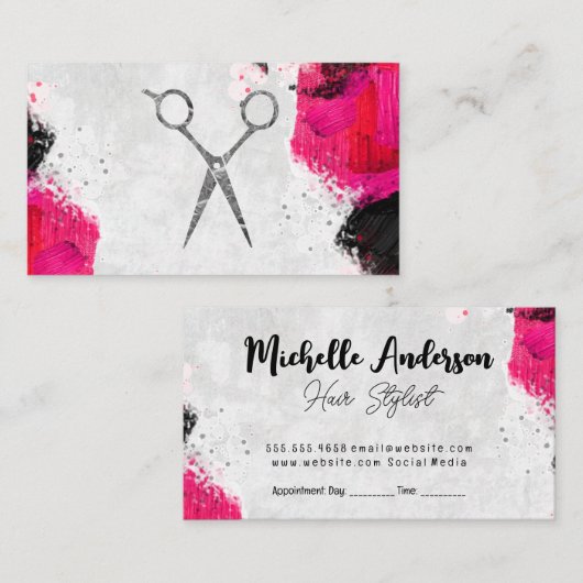 Paint Strokes | Künstlerisch | Salonschere Terminkarte (Vorne/Hinten)