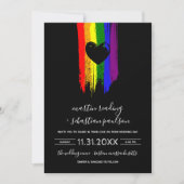 Paint Strokes Pride Flag & Black Heart 2 in 1 Einladung (Vorderseite)