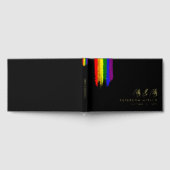 Paint Strokes Pride Flag Gold Text Wedding Gästebuch (Voll)