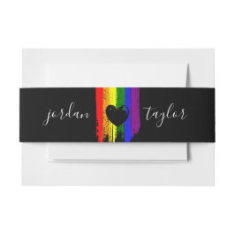 Paint Strokes Pride Flag & Heart LGBT Wedding Einladungsbanderole