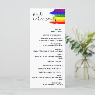 Paint Strokes Pride Flag LGBT Wedding Program