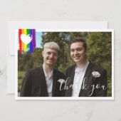 Paint Strokes Pride Flag White Heart Foto Hochzeit Dankeskarte (Vorderseite)