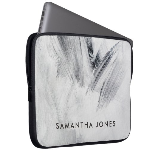 Paint Strokes Textur schwarz Laptopschutzhülle (Vorne Rechts)