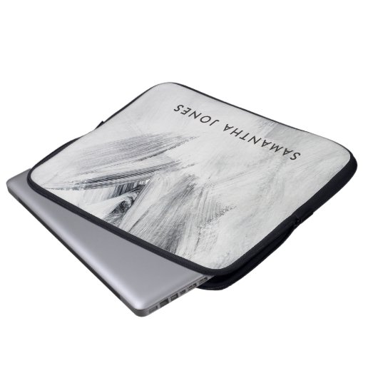 Paint Strokes Textur schwarz Laptopschutzhülle (Vorne Knopf)