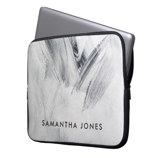 Paint Strokes Textur schwarz Laptopschutzhülle (Vorderseite Links)