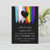 Paint Strokes Trans Pride Rainbow Wedding Einladung (Stehend Vorderseite)