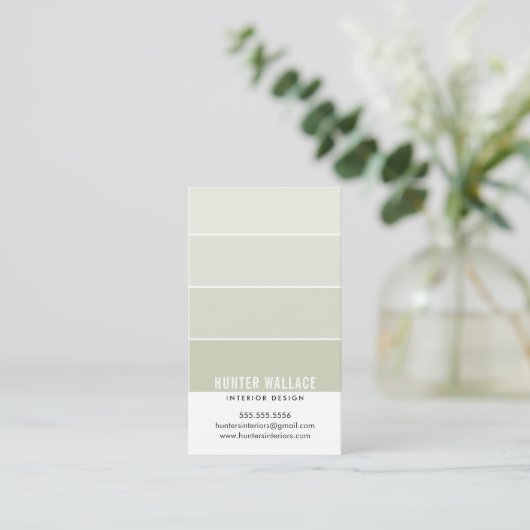 PAINT SWATCH CHIP modernes Design ombre green Visitenkarte (Stehend Vorderseite)