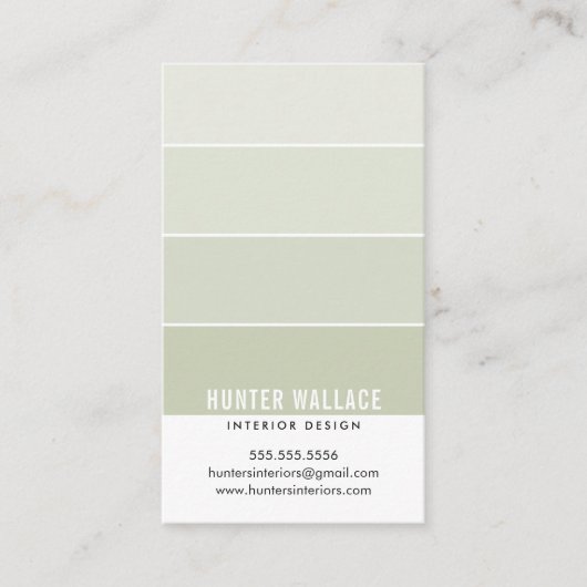 PAINT SWATCH CHIP modernes Design ombre green Visitenkarte (Vorderseite)