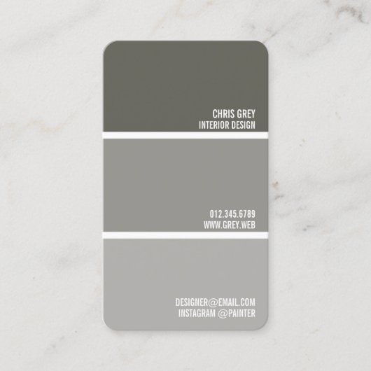 Paint Swatch | Warme graue Paint Chips | Maler Visitenkarte (Vorderseite)