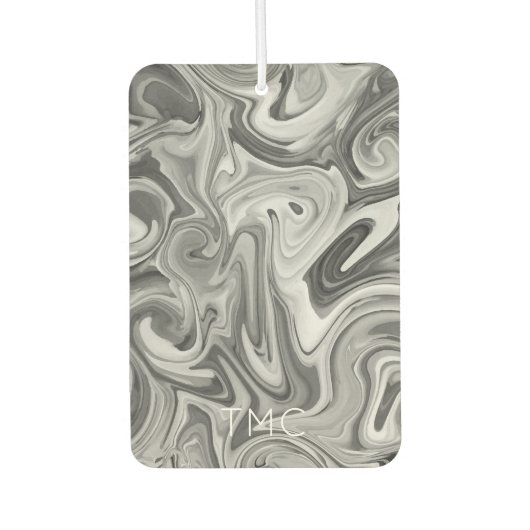 Paint Swirl Art INITIALS Schwarz-weiß Grau Mod Ang Autolufterfrischer (Vorderseite)