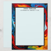 Paint Swirls in Sunset Colors Stationery Paper (Vorne/Hinten)