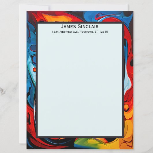 Paint Swirls in Sunset Colors Stationery Paper (Vorderseite)