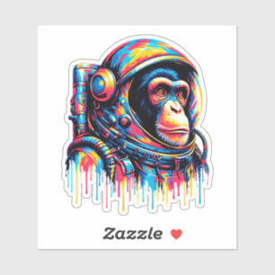 Paint Tropfen Chimpanzee Astronaut Aufkleber