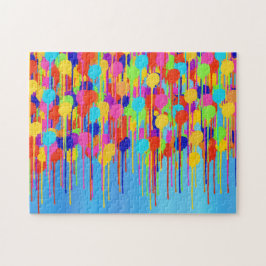 Paint Tropfen on Shades of Blue Abstrakt Puzzle