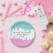 Paint Tropfens Gender offenbaren Pink Blue Custom Pappteller (Party)