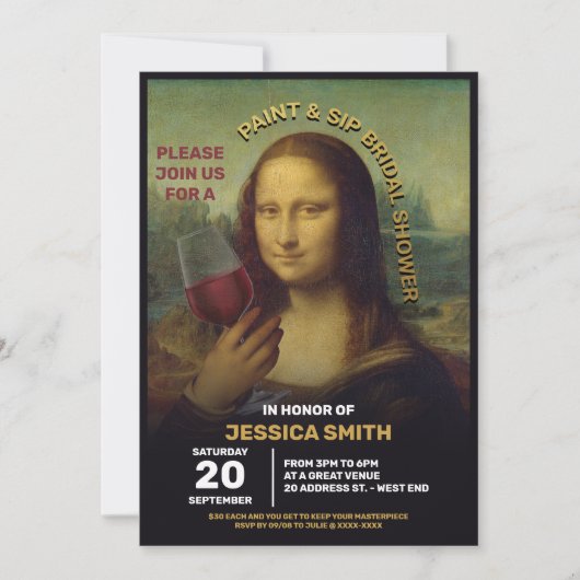 Paint und Sip Brautparty Einladung (Vorderseite)