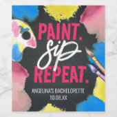 Paint und Sip Chalkboard Junggeselinnen-Abschied B Weinetikett (Einzelnes Label)