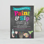 Paint- und Sip-Malerei und Party Einladung (Stehend Vorderseite)