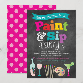 Paint- und Sip-Malerei und Party Einladung