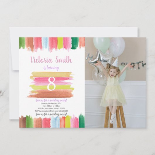Paint Watercolor Age Centre Einladung zum Geburtst (Vorderseite)