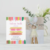 Paint Watercolor Age Centre Einladung zum Geburtst (Stehend Vorderseite)