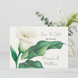 Paint White Lilie mit grünem Leaf Save the Date Einladung