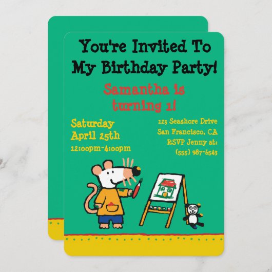 Paint with Maisy! Einladung (Vorne/Hinten)