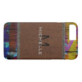Paint Wood Look Burlap Rustic Monogram #8 Case-Mate iPhone Hülle (Rückseite (Horizontal))