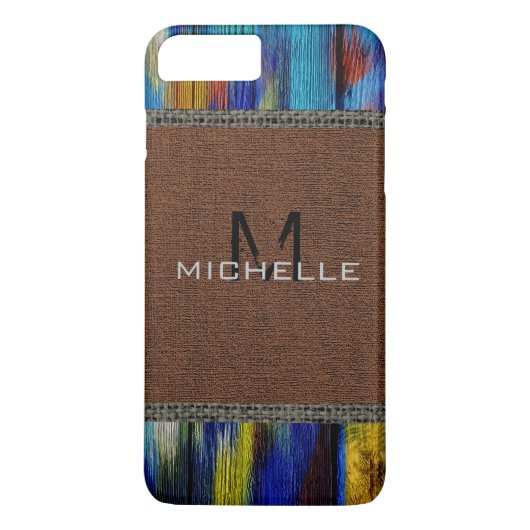 Paint Wood Look Burlap Rustic Monogram #9 Case-Mate iPhone Hülle (Rückseite)