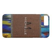 Paint Wood Look Burlap Rustic Monogram #9 Case-Mate iPhone Hülle (Rückseite (Horizontal))