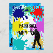Paintball 12. Geburtstag Einladung (Vorne/Hinten)