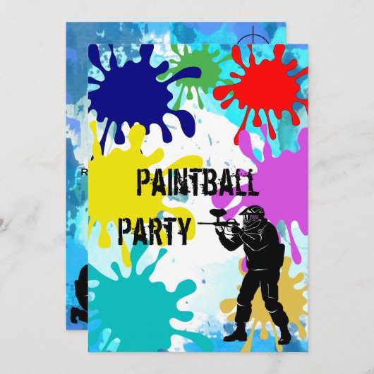 Paintball 25. Geburtstag Einladung (Vorne/Hinten)