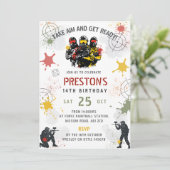 Paintball Birthday Invitation Take Aim & Get Ready Einladung (Stehend Vorderseite)