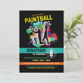 Paintball Birthday Paint Boys Girls Einladung (Stehend Vorderseite)