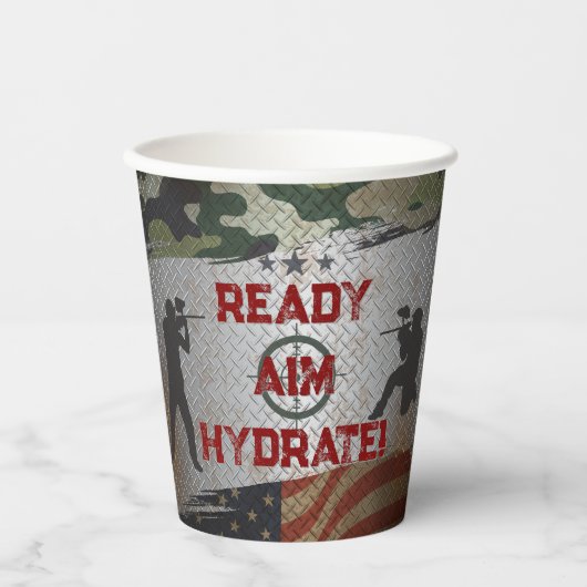 Paintball Birthday Party Militärische Camouflage U Pappbecher (Vorderseite)