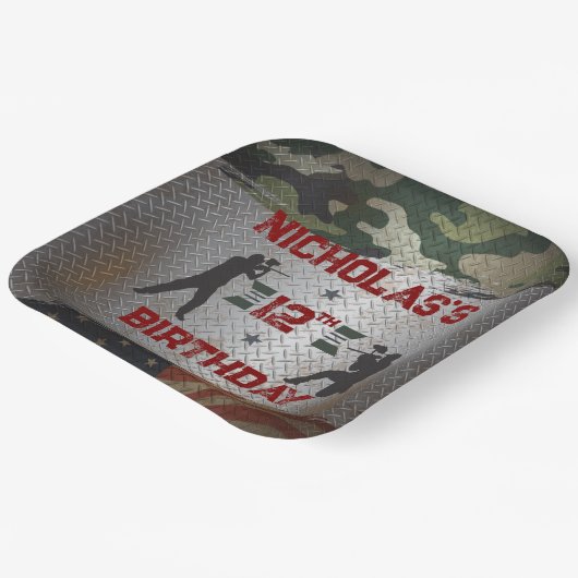 Paintball Birthday Party Militärische Camouflage U Pappteller (Gewinkelt)