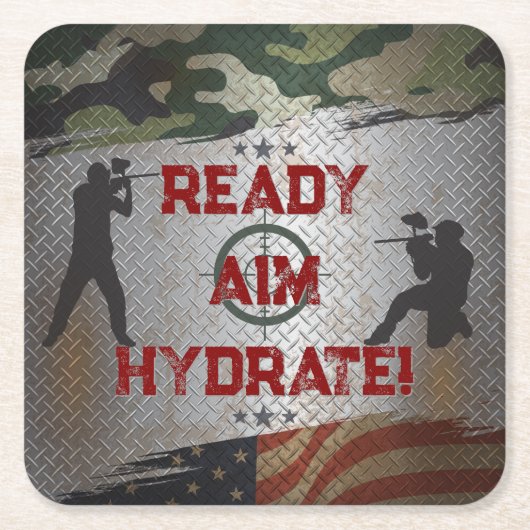 Paintball Birthday Party Militärische Camouflage U Rechteckiger Pappuntersetzer (Vorderseite)