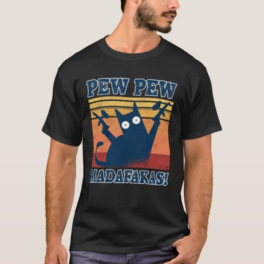 Paintball Cat Pew Pew Madafakas Crazy Cat  Paintba T-Shirt (Vorderseite)