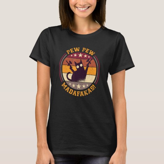 Paintball Cat Pew Pew Madafakas Crazy Cat Paintba T-Shirt (Vorderseite)