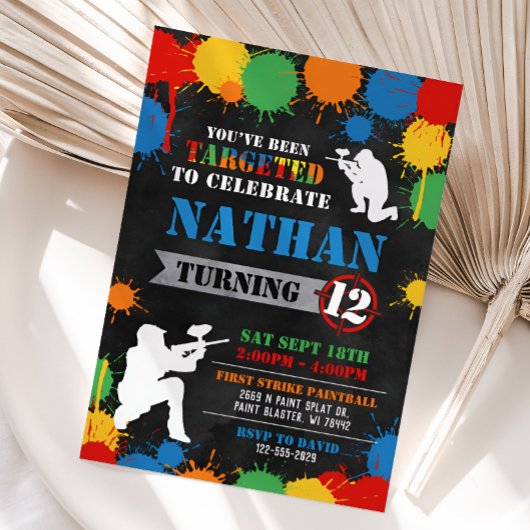 Paintball Einladung zum Geburtstag, Paintball Einl