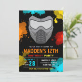 Paintball Einladung zum Geburtstag | Paintball-Par (Stehend Vorderseite)