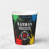 Paintball Fun Paint Spritzer Kindergeburtstag Part Pappbecher (Rückseite)