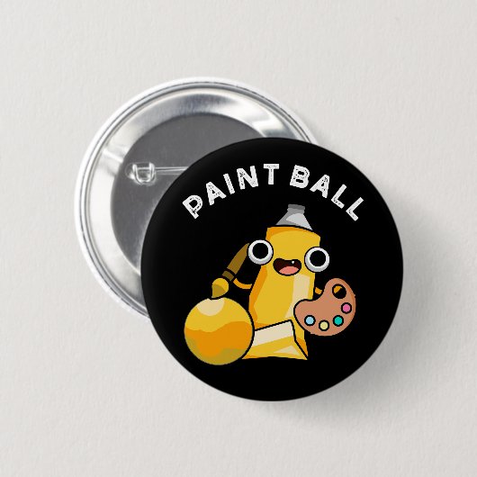 Paintball Funny Paint Pun Dark BG Button (Vorne & Hinten)