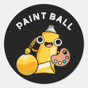 Paintball Funny Paint Pun Dark BG Runder Aufkleber